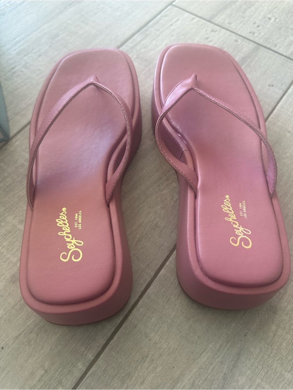Seychelles Rose Pink Platform Flip-Flops urban renewal thong wedge sandal sz 6.5 - Picture 3 of 6